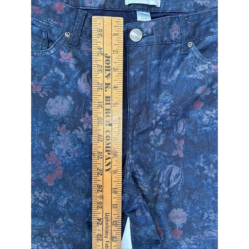 Christopher & Banks Dark Red Blue Printed Floral Twill Capri Cropped Pants Sz 12 - Picture 6 of 11